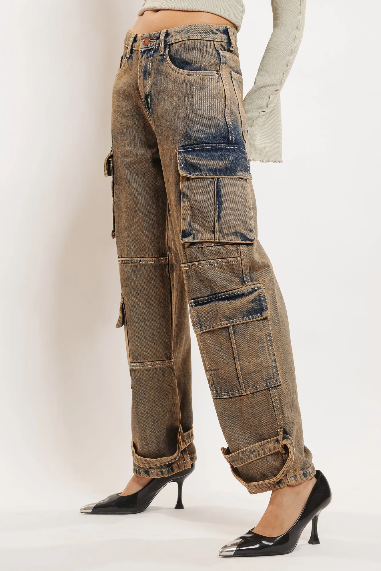 Earthy Tinted Cargo Jeans