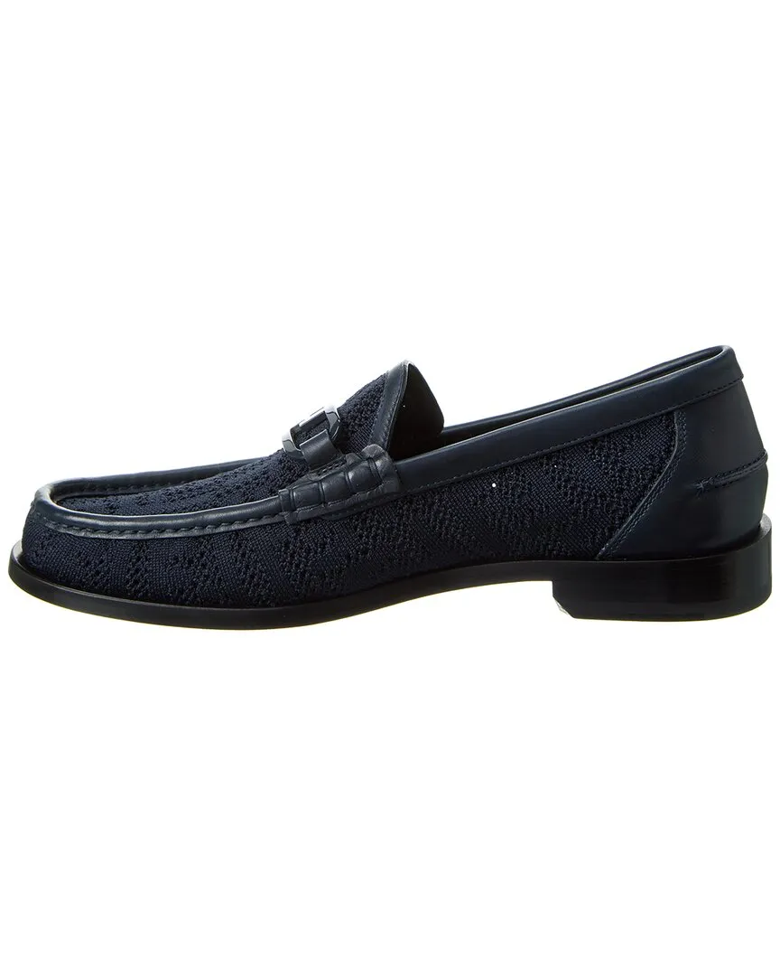 FENDI O'Lock Leather-Trim Loafer