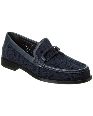 FENDI O'Lock Leather-Trim Loafer