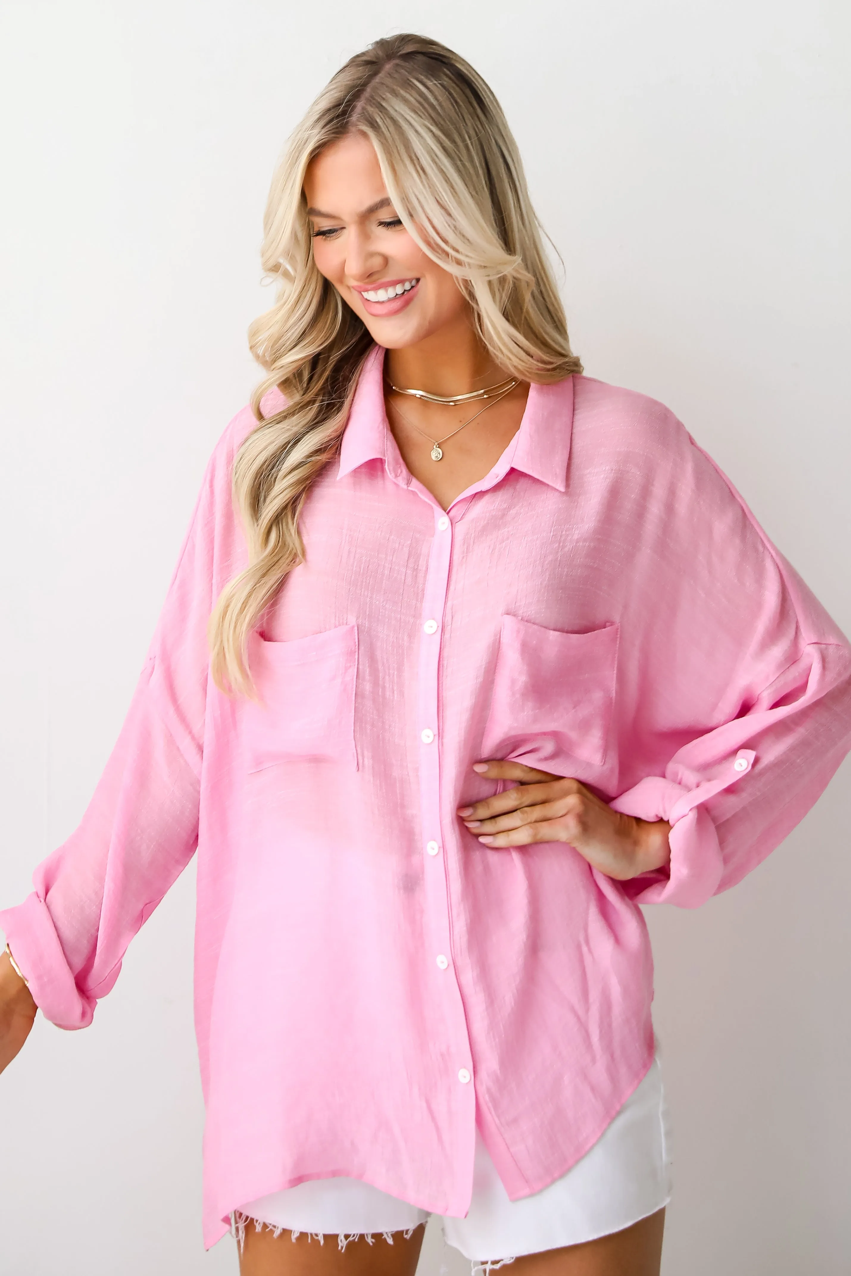 FINAL SALE - Kelsey Oversized Button-Up Blouse - DU DEAL