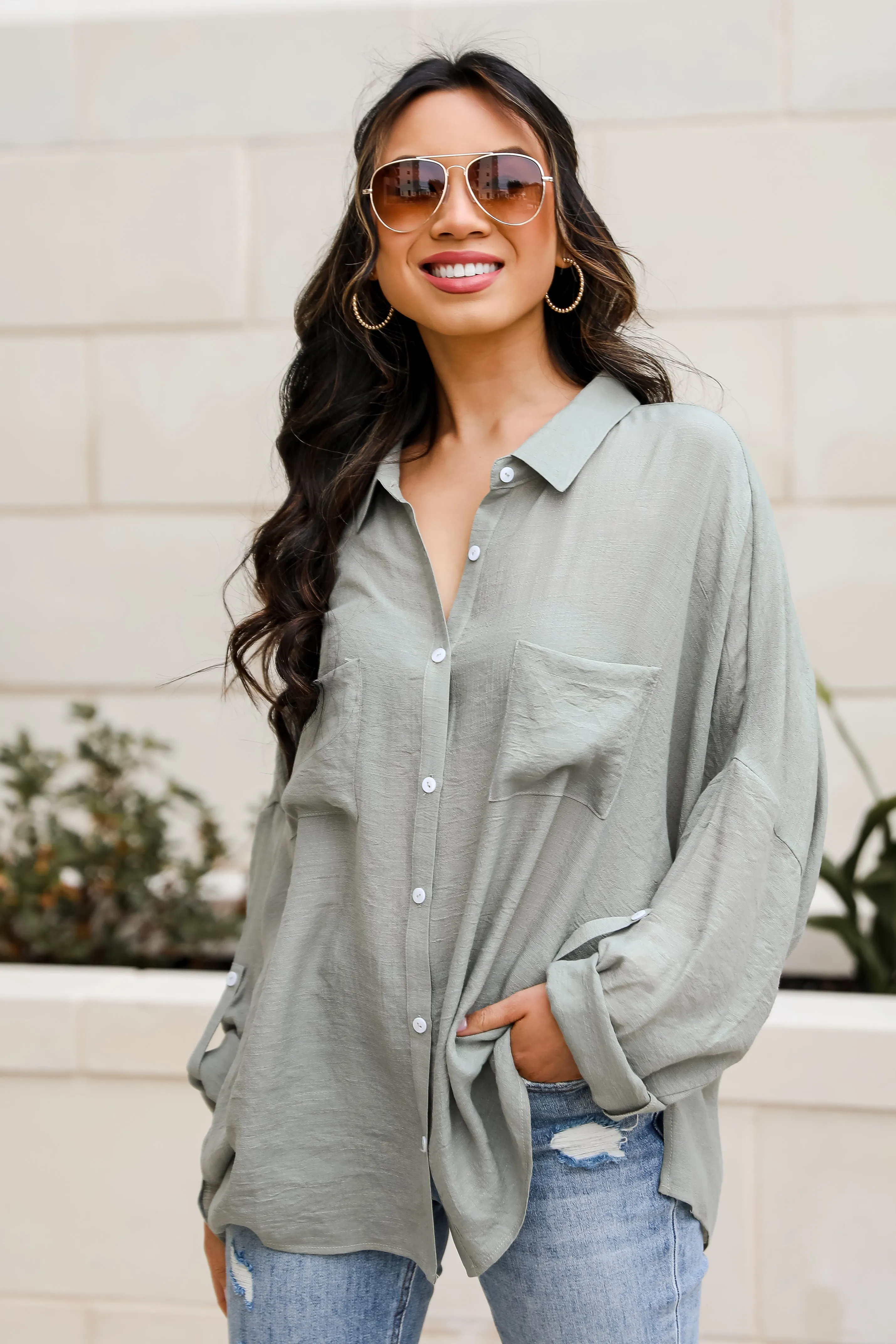 FINAL SALE - Kelsey Oversized Button-Up Blouse - DU DEAL