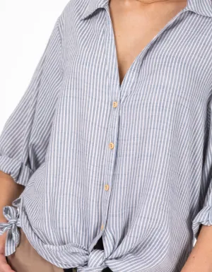 Flinders Oversize Button Down Shirt in Blue Stripe