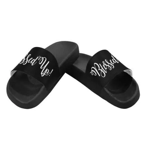 Flip-Flop Sandals, Blessed Up Graphic Style Women's Slides