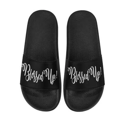 Flip-Flop Sandals, Blessed Up Graphic Style Women's Slides