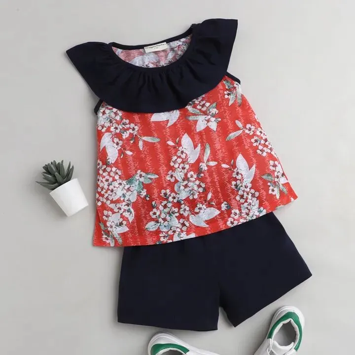 Floral Printed Neck Frill Set