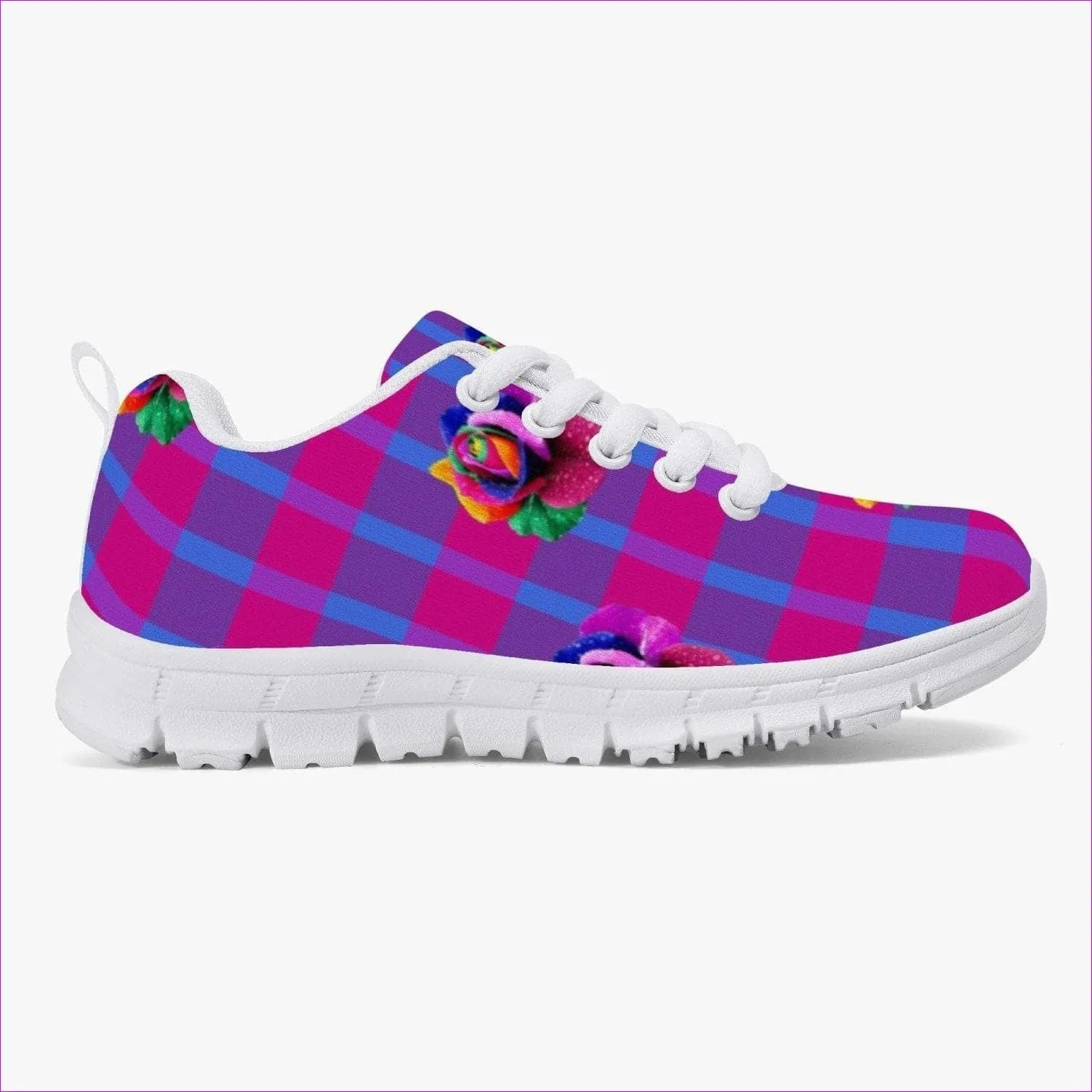 Floral Reign Plaid Kids Lightweight Mesh Sneakers