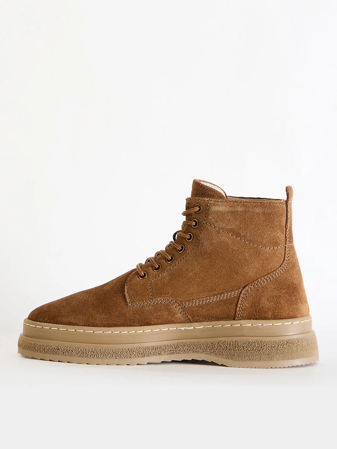 Gant Men Brown Solid Lace-Up Round Toe Boots