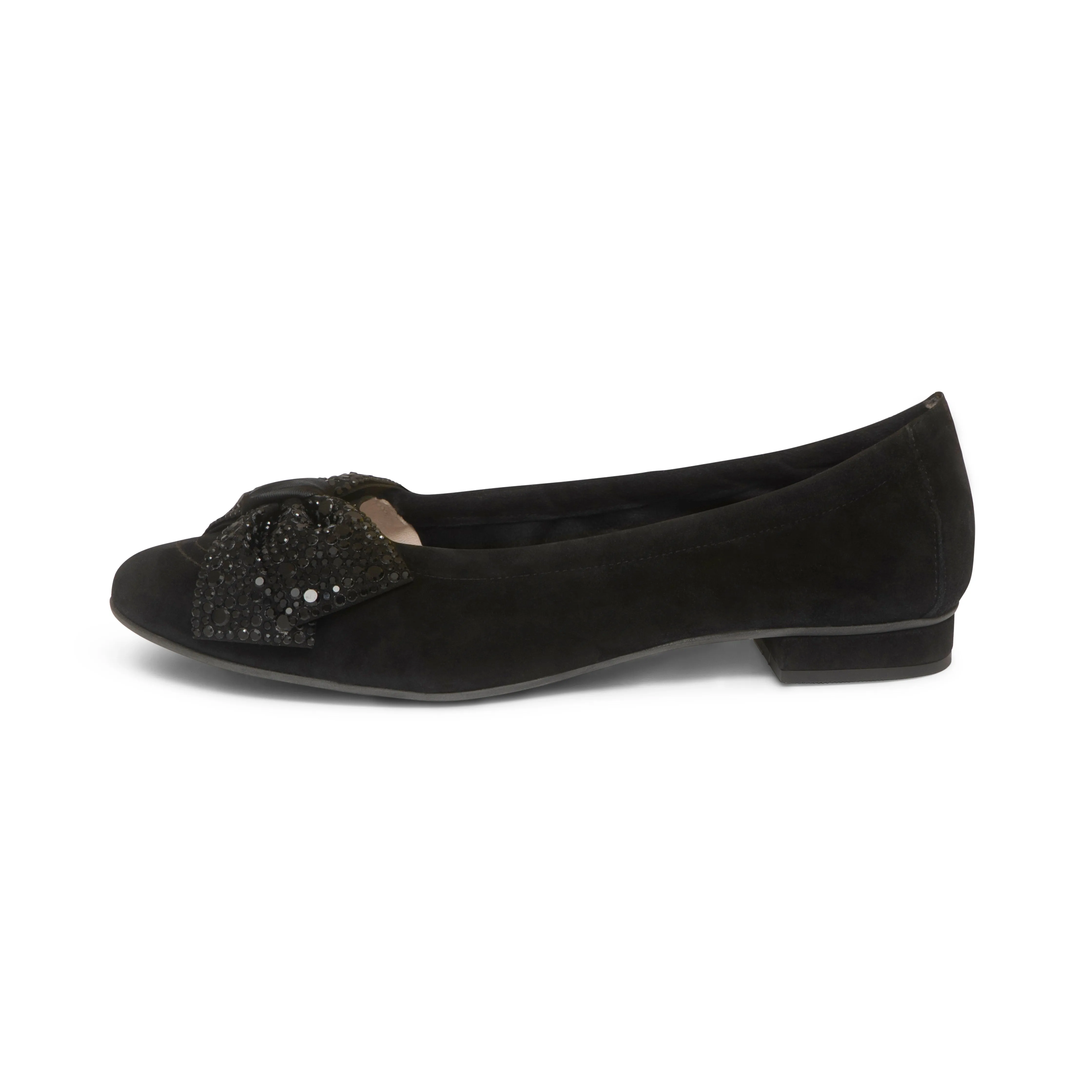 Garland Wide Fit Ballet Flats - Black Stretch Suede