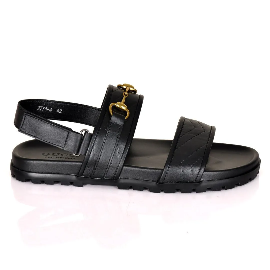 GC Horse Bit Gold Logo Sandals- Black