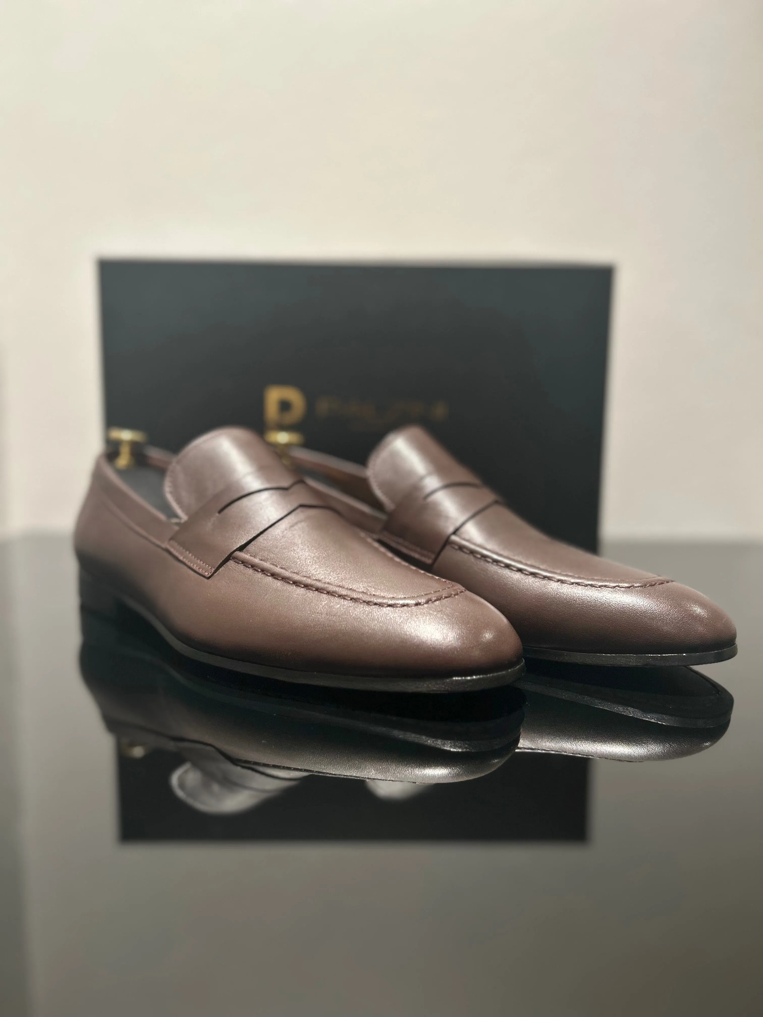 HANDMADE BROWN DEER LEATHER SLIP-ON