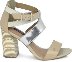 Heeled Ankle Strap Sandal - Nude/Off-White/Silver - Cravo e Canela