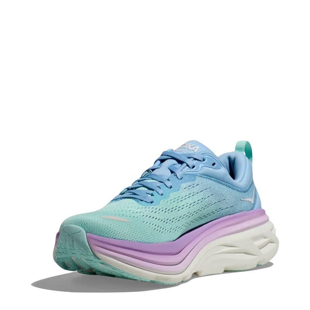 Hoka Women's Bondi 8 Sneaker in Airy Blue/Sunlit Ocean