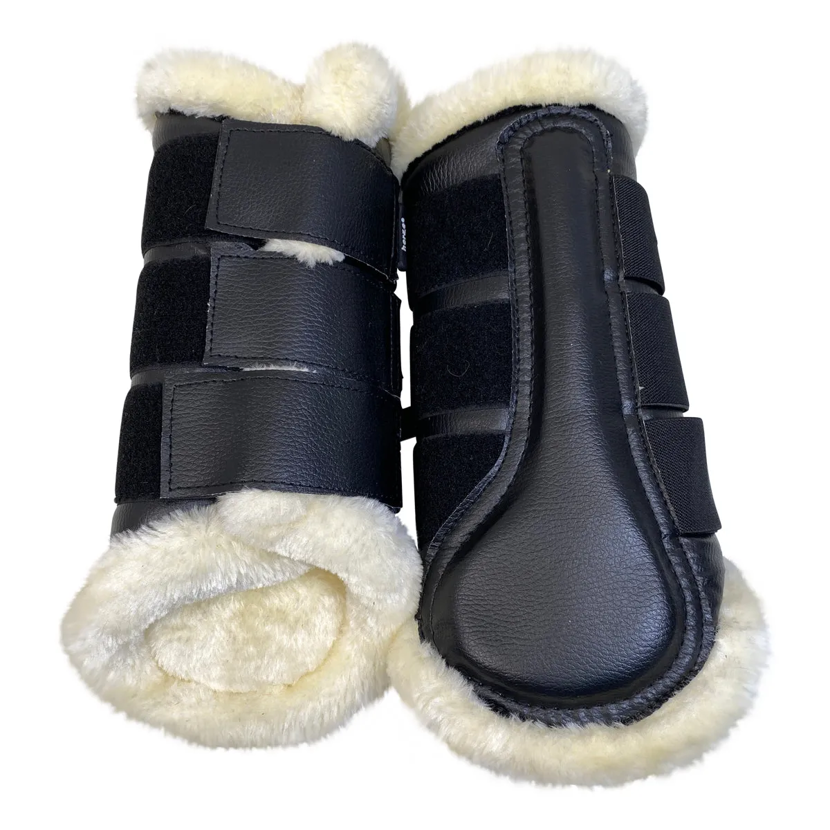 Horze Wilton Faux Fur Brushing Boots in Black - Medium