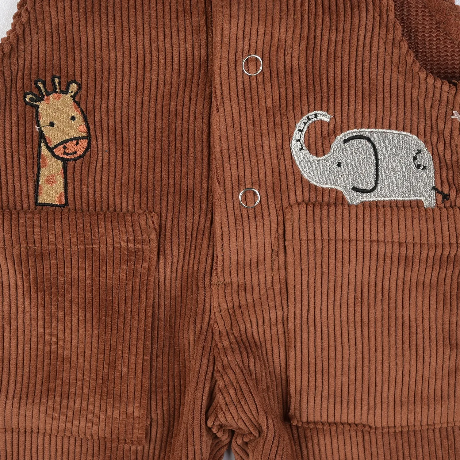 Infant Boys Corduroy Dangri Giraffe-Rust