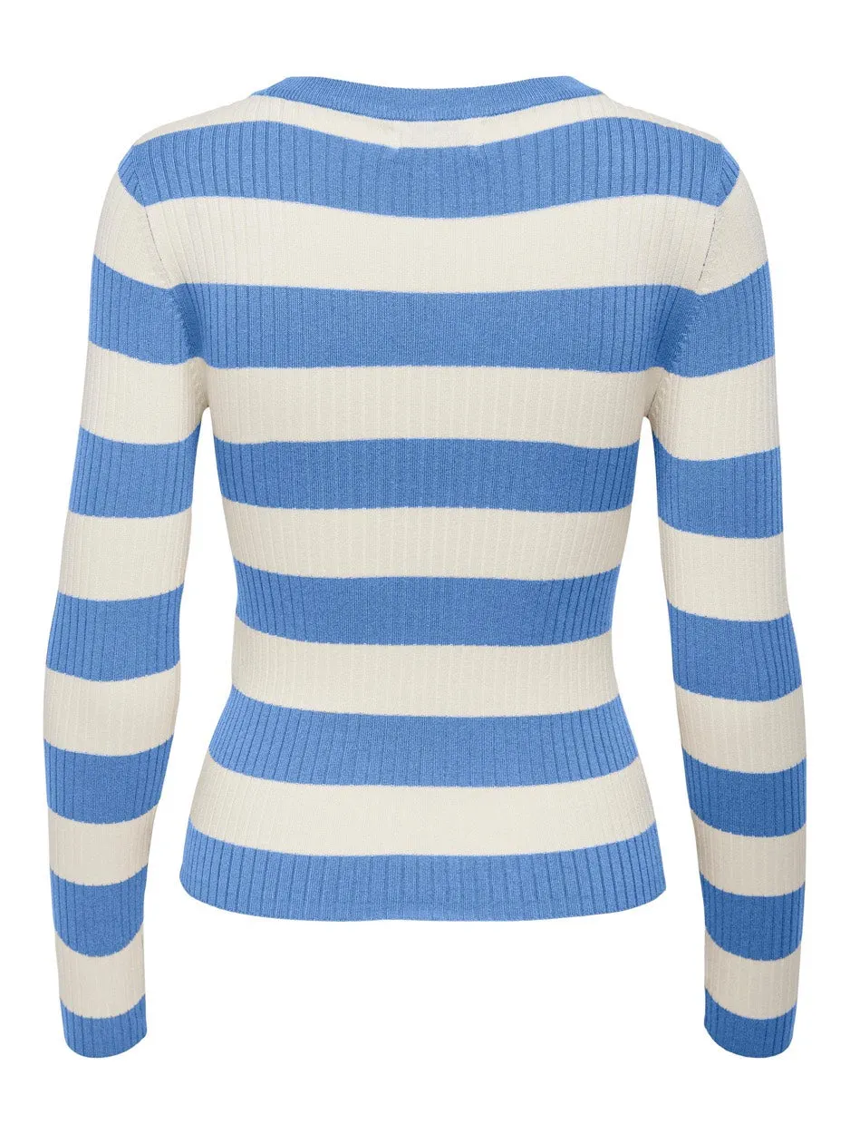 Jdyplum L/s O-neck Stripe Pullover - Blauw Dessin