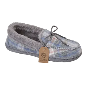 Ladies Bedroom Slippers Slate Grey  Check Pembroke Jo & Joe