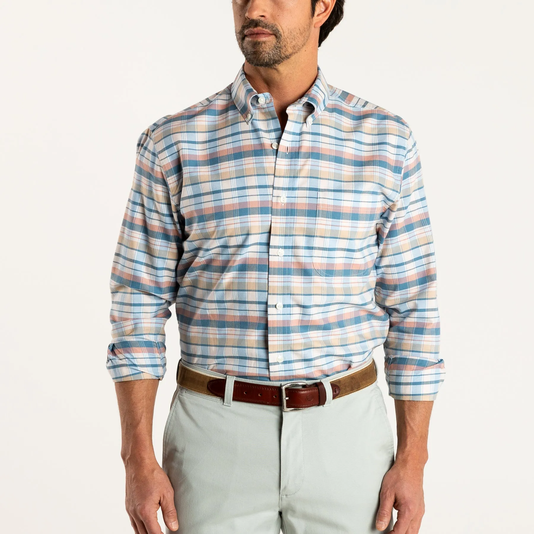 Landers Plaid Cotton Oxford Sport Shirt