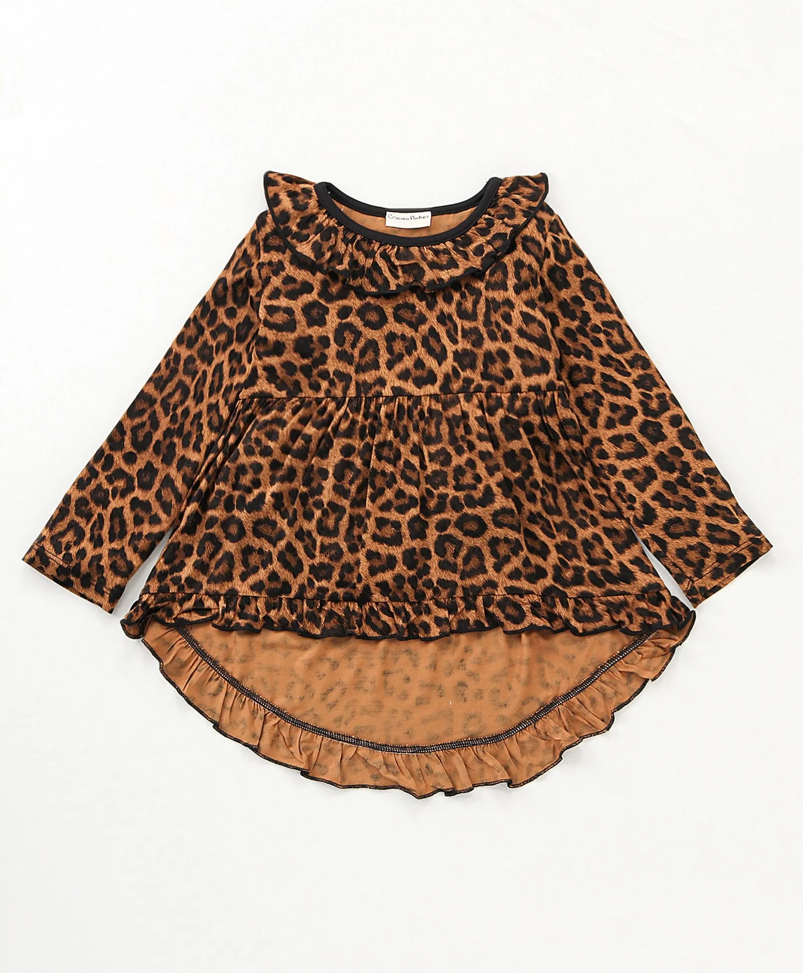 Leopard Frill High Low Top Leggings Set