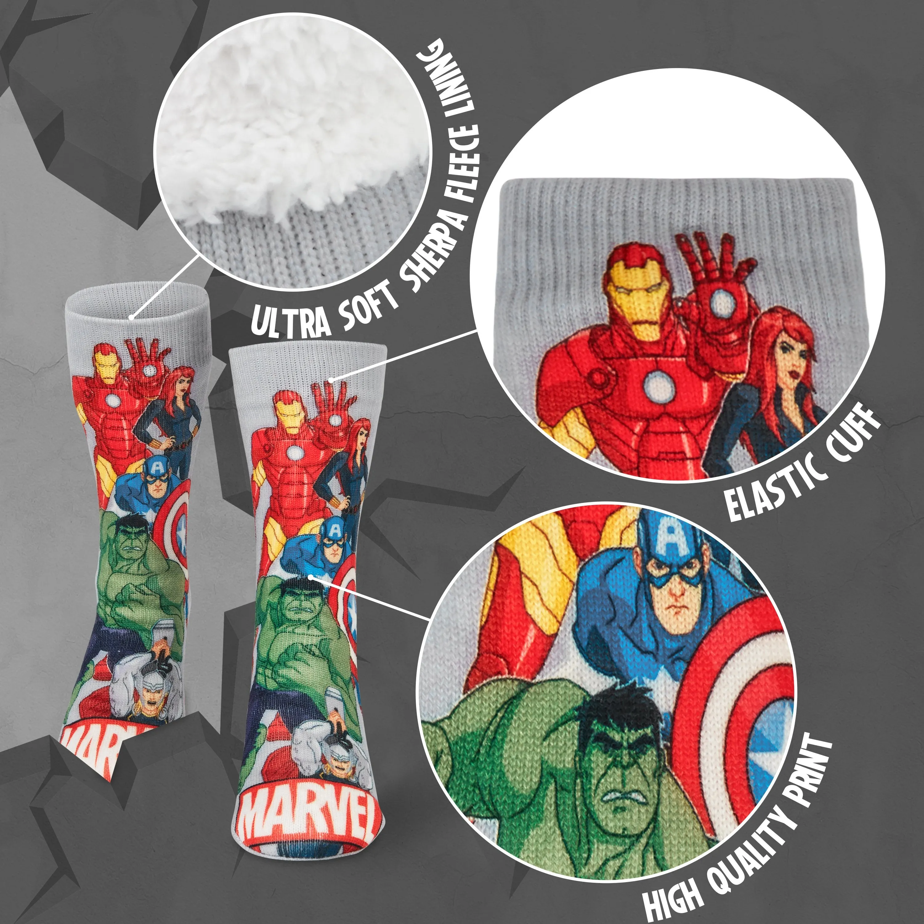 Marvel Fluffy Socks, Avengers Mens Slipper Socks, Marvel Gifts For Men