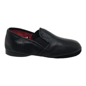 Maxi - Black Soft Leather Slipper for Boy/Girl by Froment Leroyer