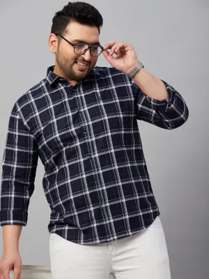 Men Checked Navy Blue Shirt