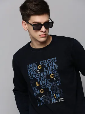 Men Navy Printed Sweatshirt