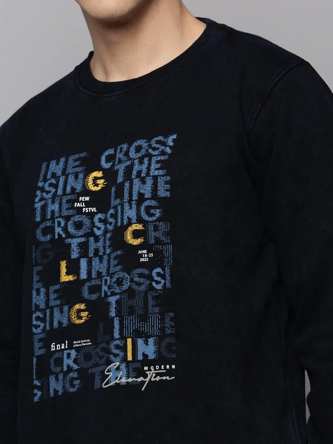 Men Navy Printed Sweatshirt