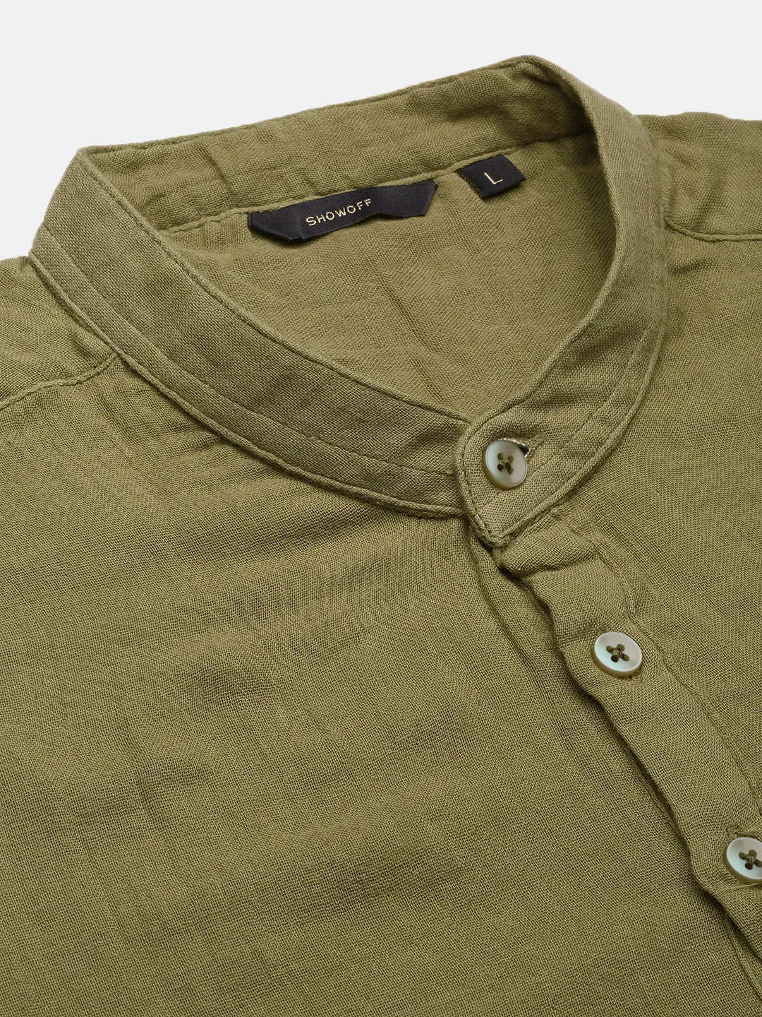 Men Olive Solid Kurta