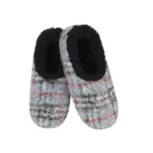 Men's Classic Snoozies® Sherpa Lined Boucle Plaid Slippers - Gray/Black