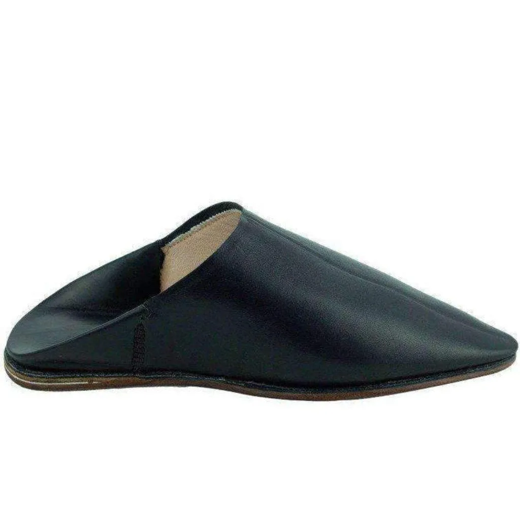 Men's Moroccan Slipper in Black Leather