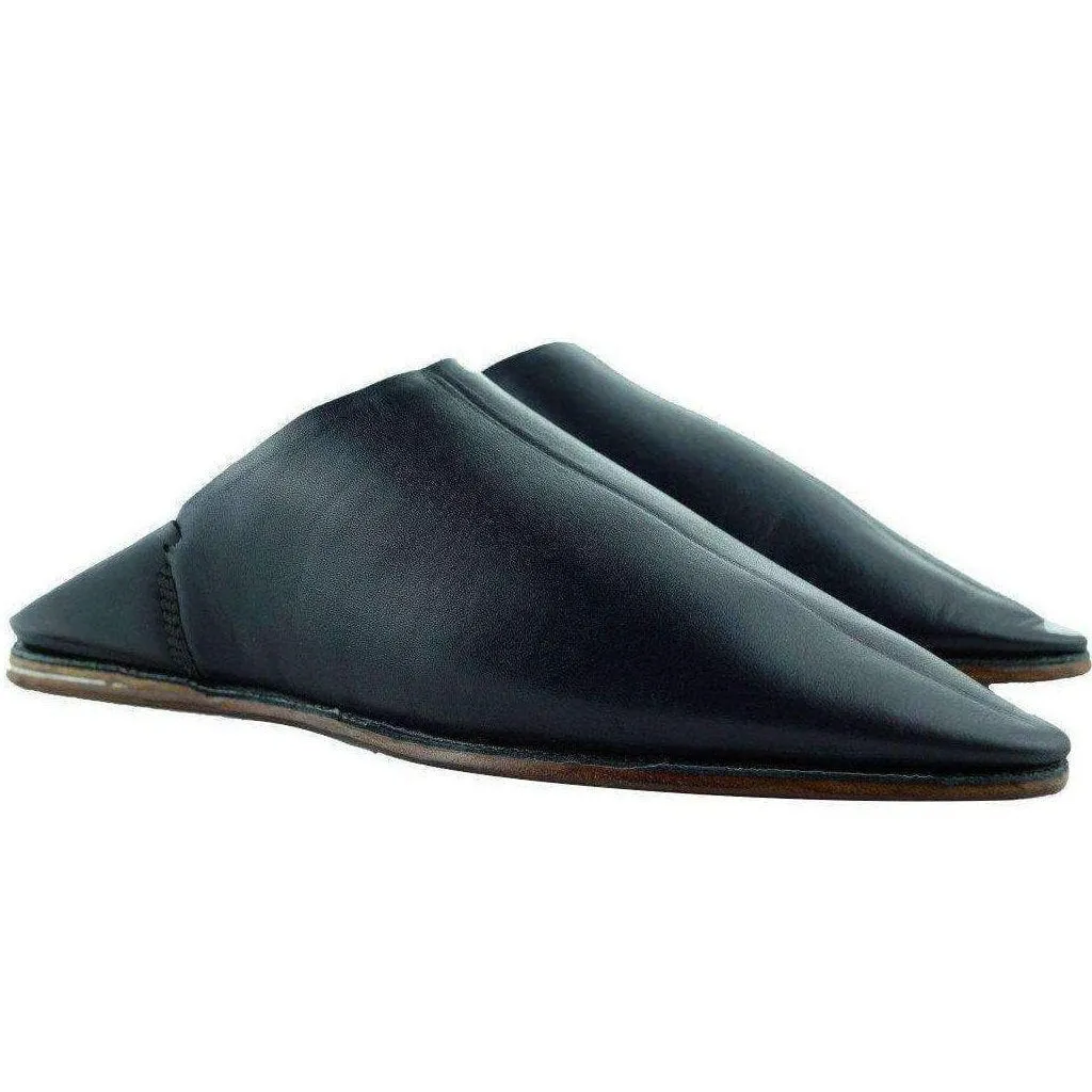 Men's Moroccan Slipper in Black Leather