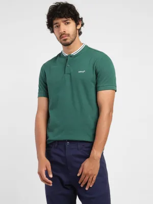 Men's Solid Band Neck T-shirt Green