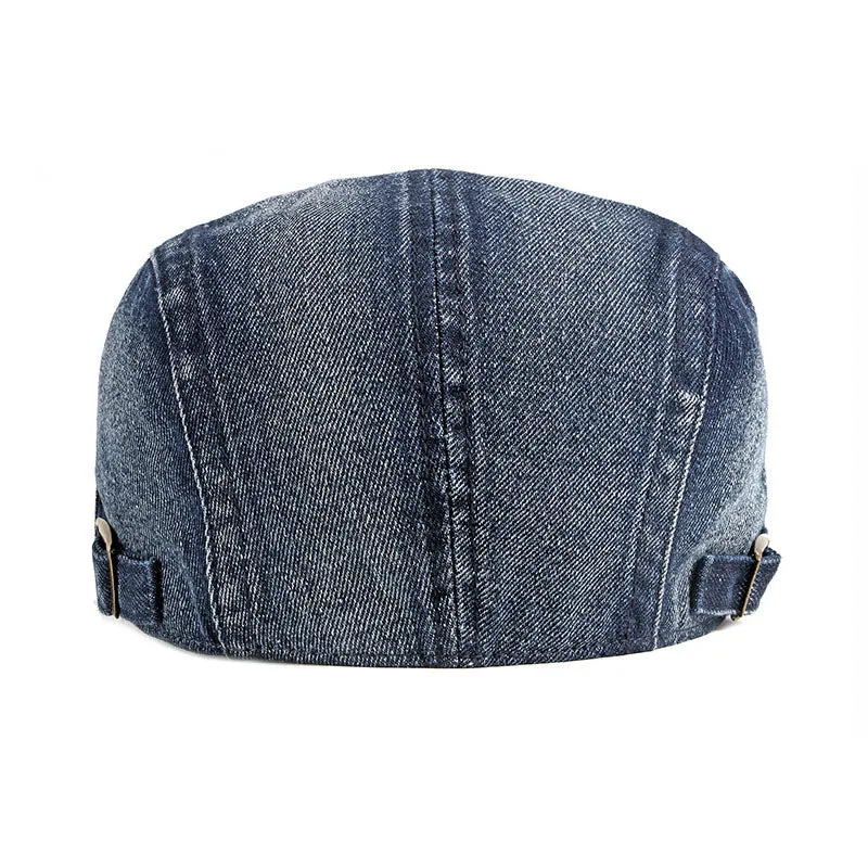 Men's Vintage Washed and Distressed Denim Beret 59122956M