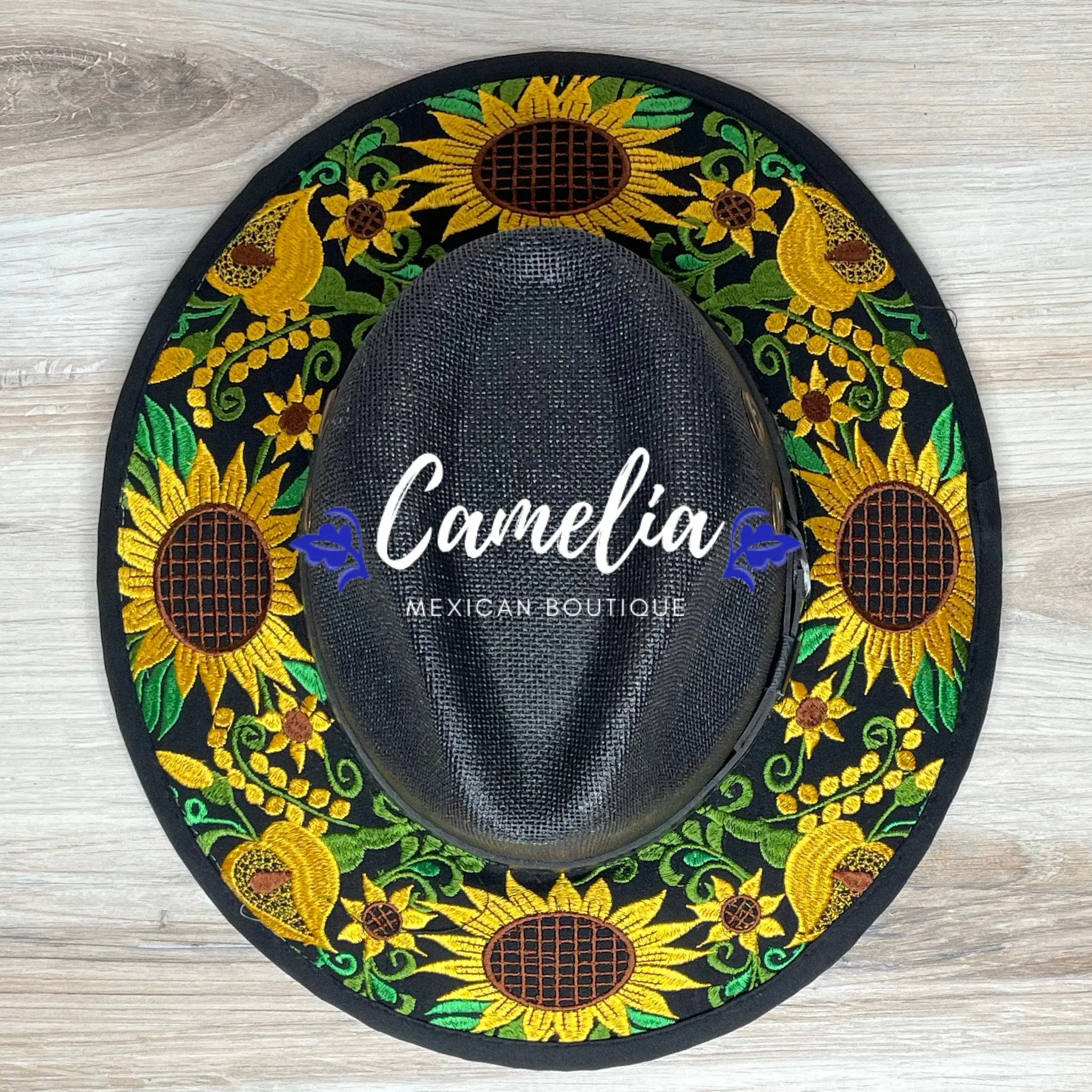 Mexican Embroidered Sun Hat Sunflowers