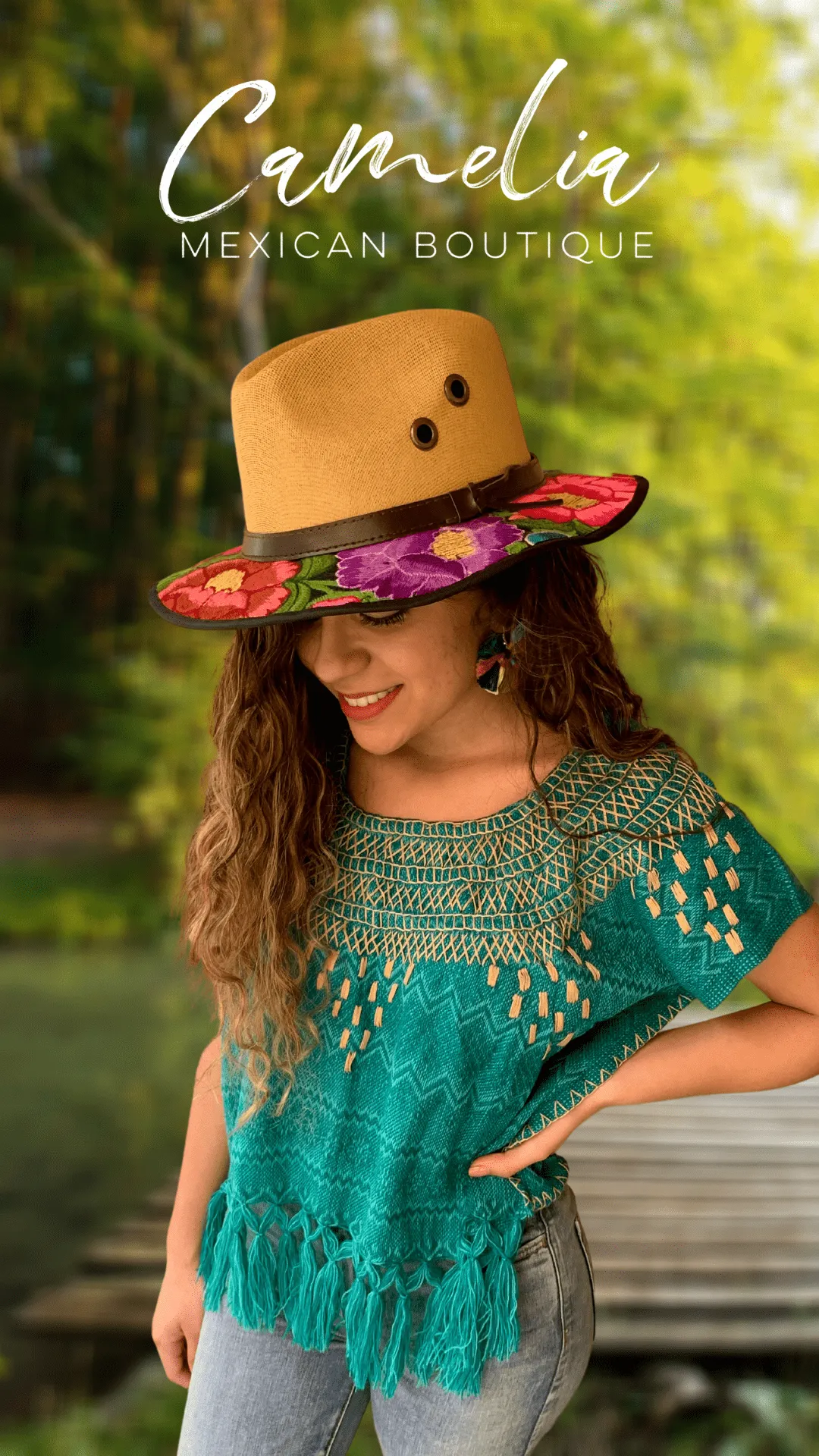 Mexican Embroidered Sun Hat Zinnia