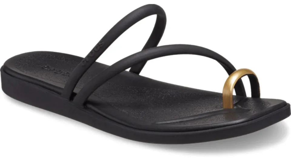 Miami Metallic Toe Loop Sandal - black