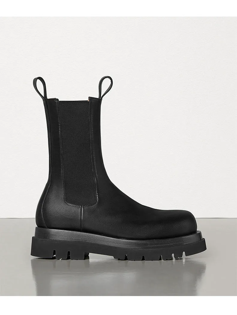 MONA BOTTAZA MEZIZO LEATHER CHELSEA BOOTS IN BLACK