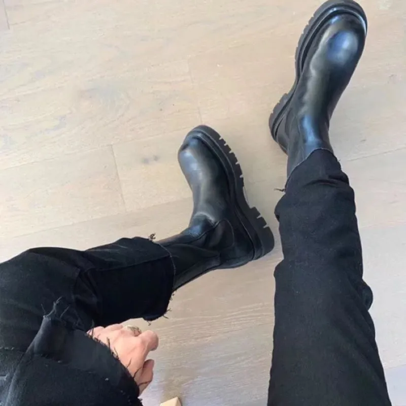 MONA BOTTAZA MEZIZO LEATHER CHELSEA BOOTS IN BLACK