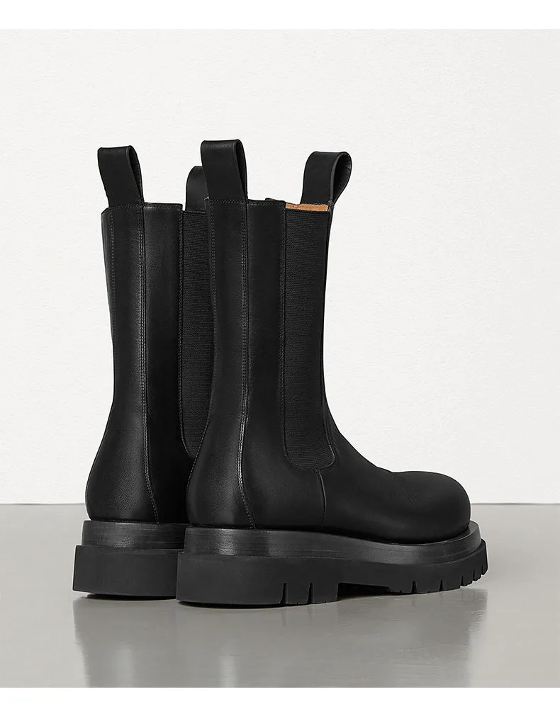 MONA BOTTAZA MEZIZO LEATHER CHELSEA BOOTS IN BLACK