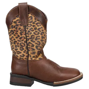 Monterey Leopard Square Toe Cowboy Boots (Little Kid)