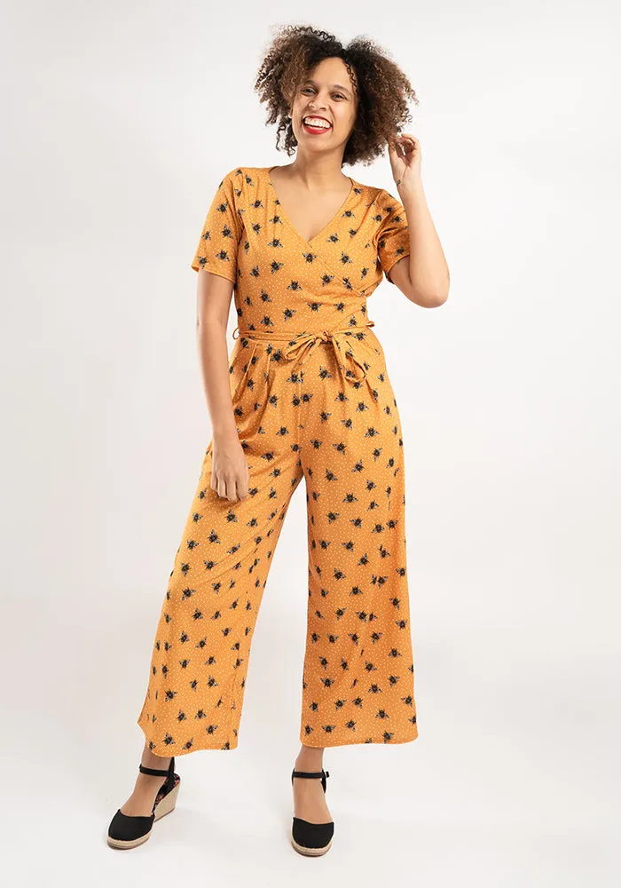 Nectar Bee Print Culotte Leg Jumpsuit