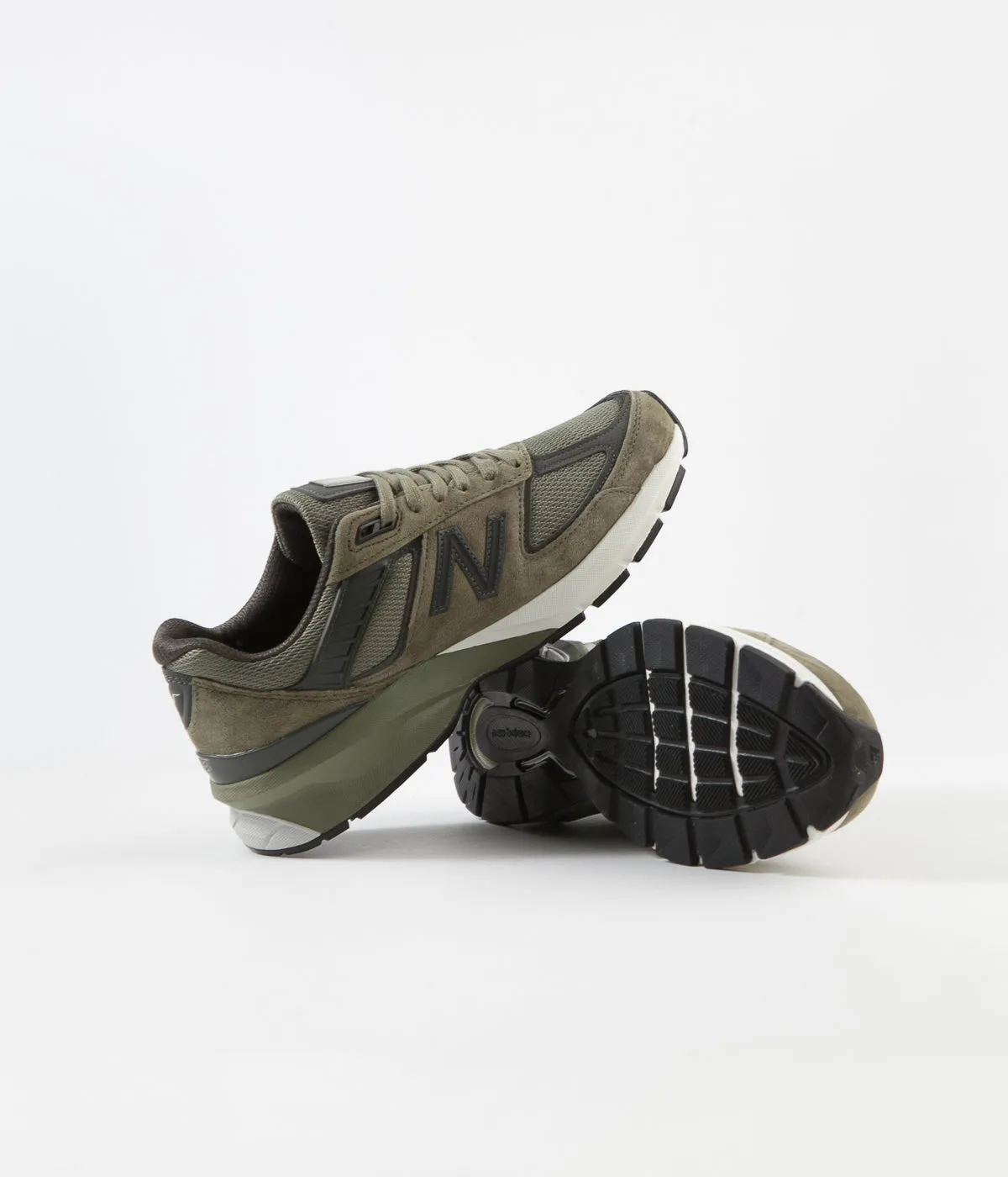 New Balance 990v5 Made In US Shoes - Covert Green / Green Camo