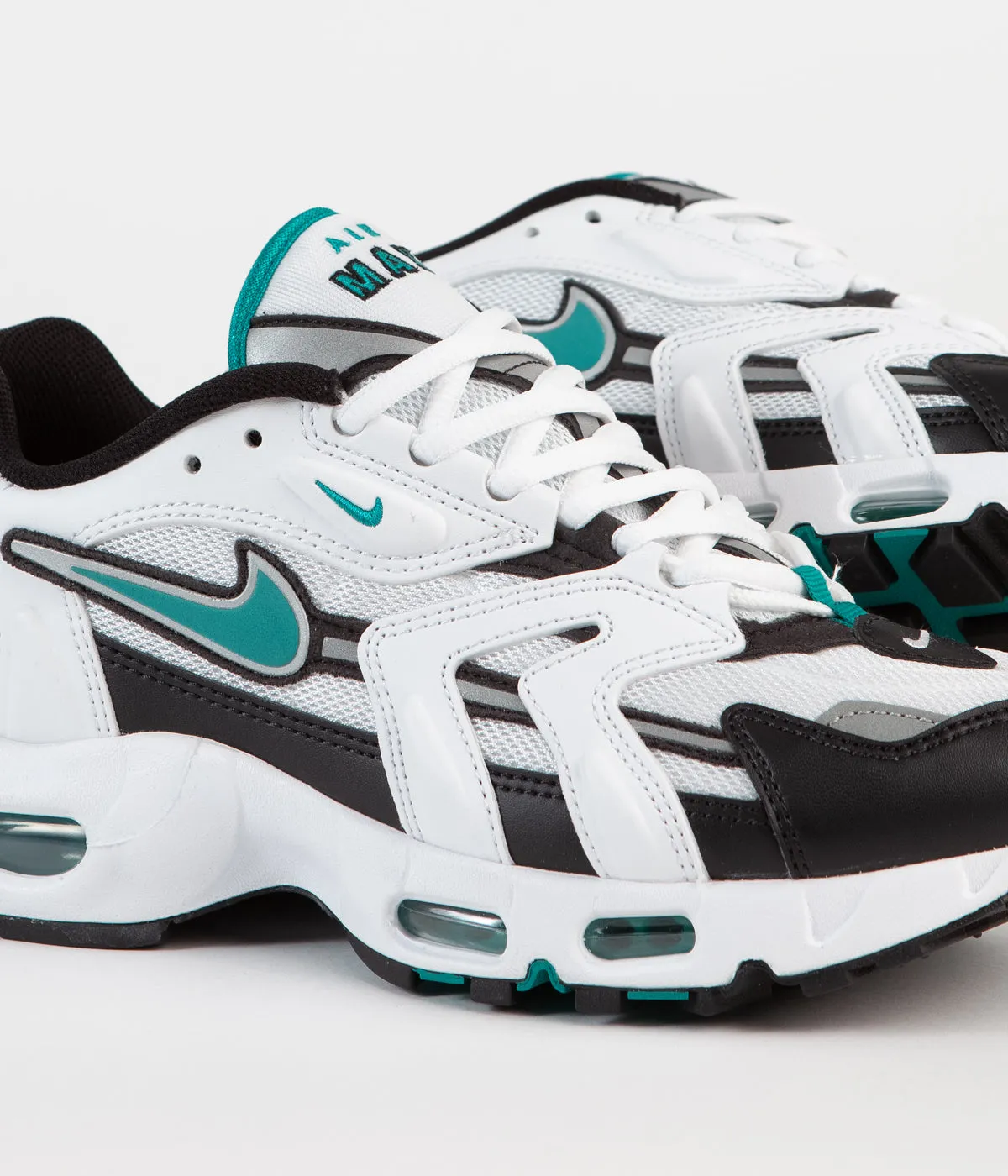 Nike Air Max 96 II Shoes - White / Mystic Teal - Black - Reflect Silver