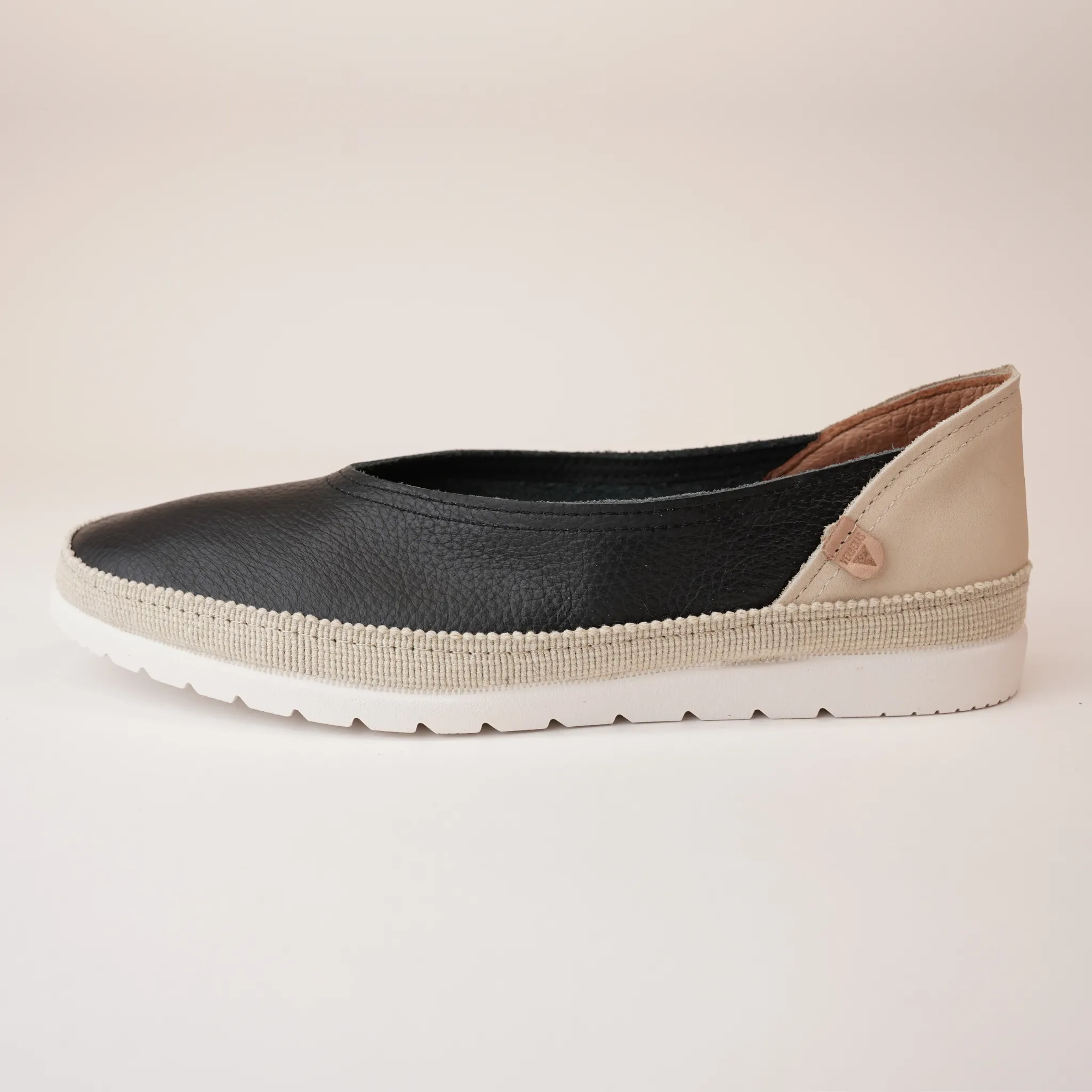 Noelia Black Leather Espadrilles