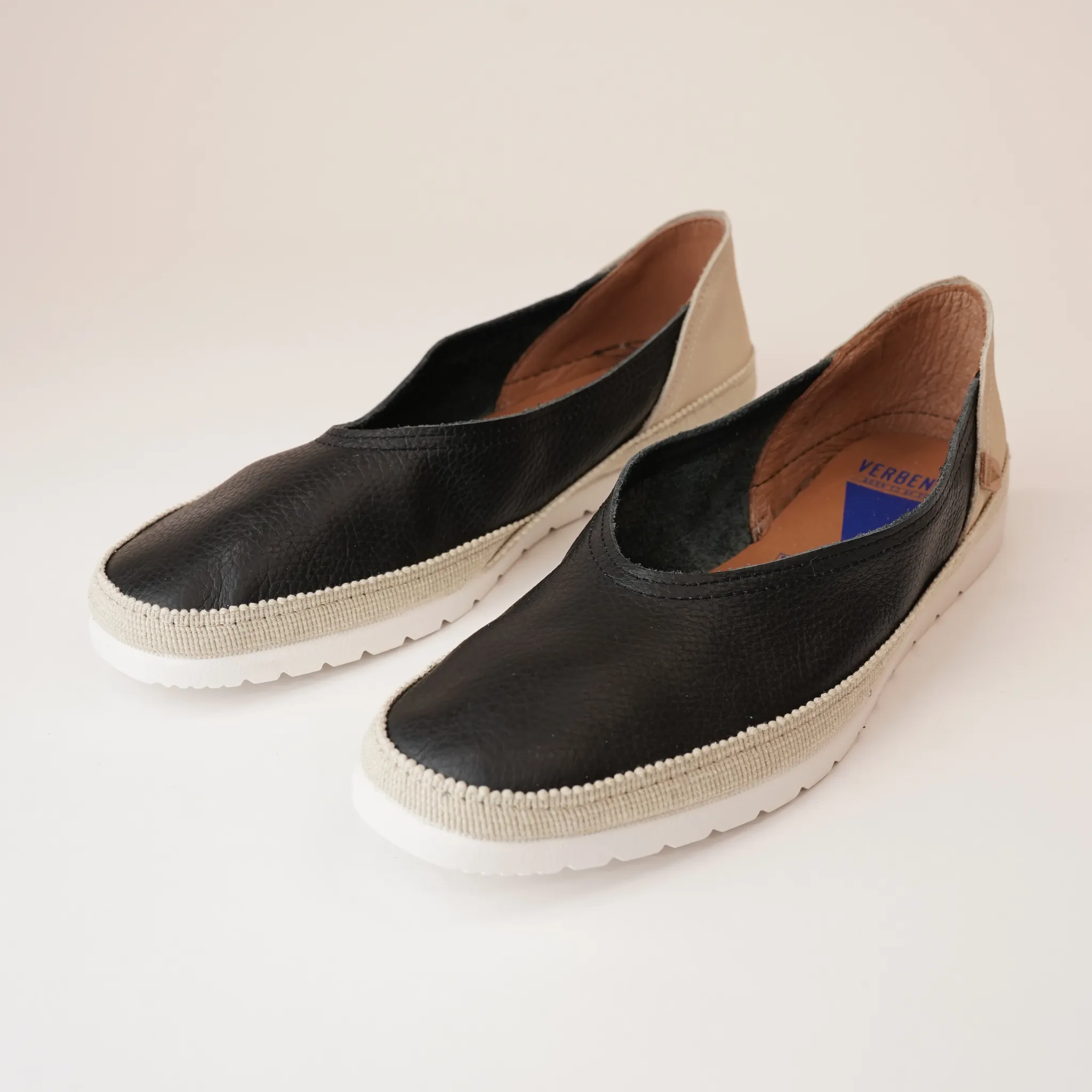 Noelia Black Leather Espadrilles