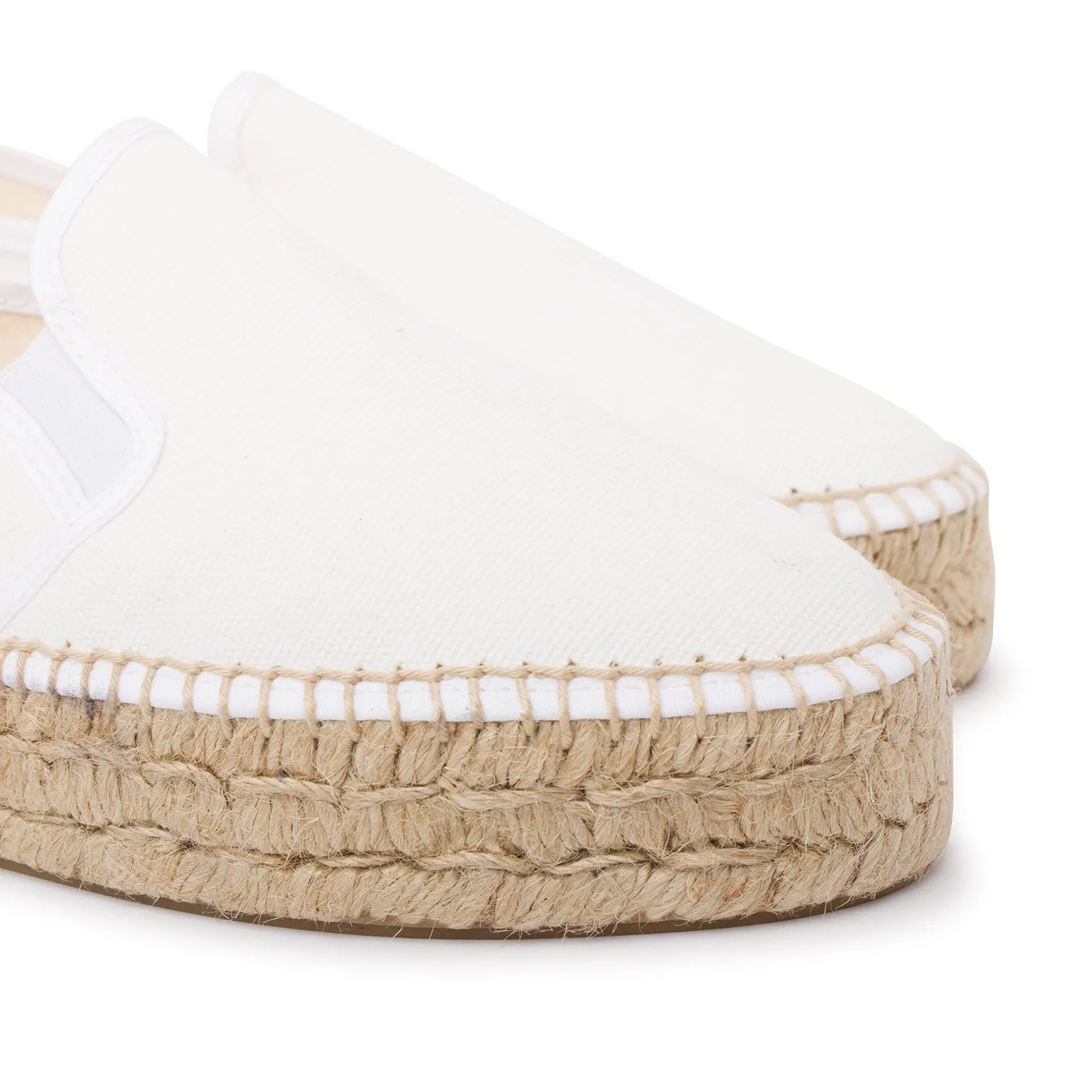 Palma Canvas Espadrille Platform Slip On - White