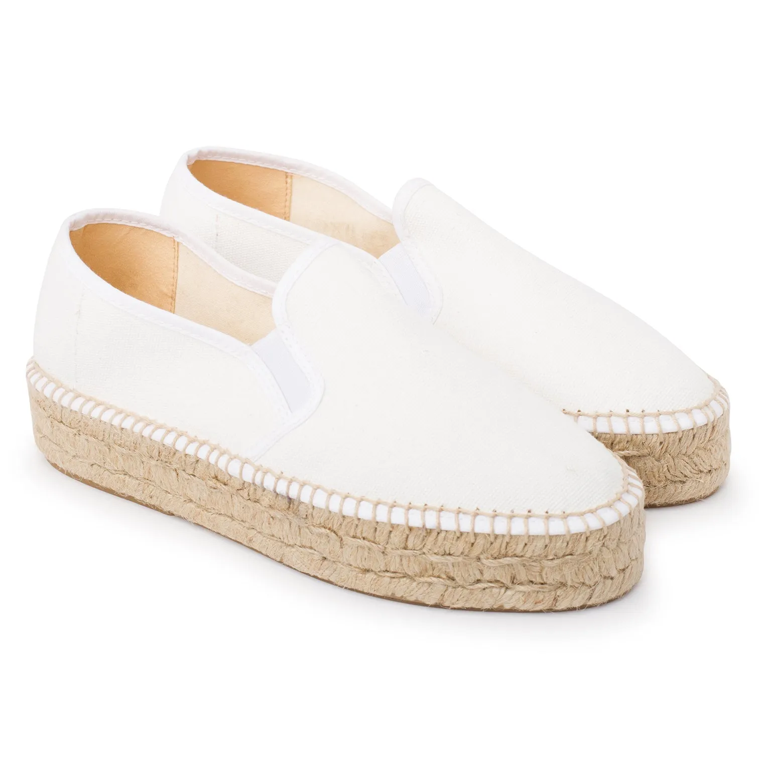 Palma Canvas Espadrille Platform Slip On - White