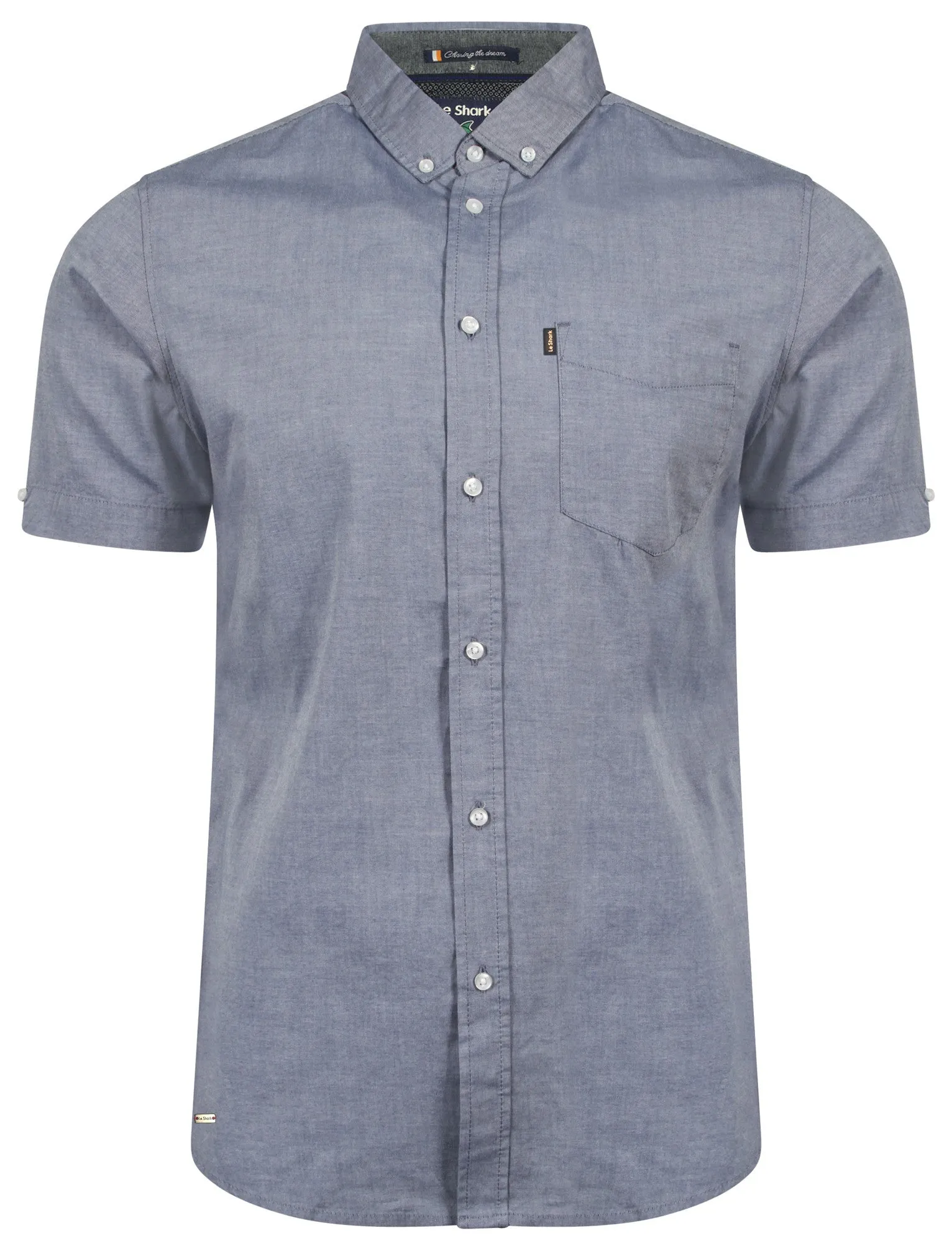 Pittsburg Short Sleeve Cotton Twill Shirt in Midnight Blue - Le Shark