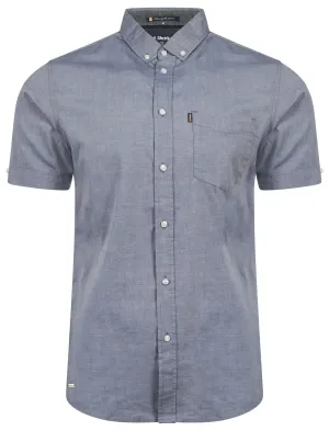 Pittsburg Short Sleeve Cotton Twill Shirt in Midnight Blue - Le Shark