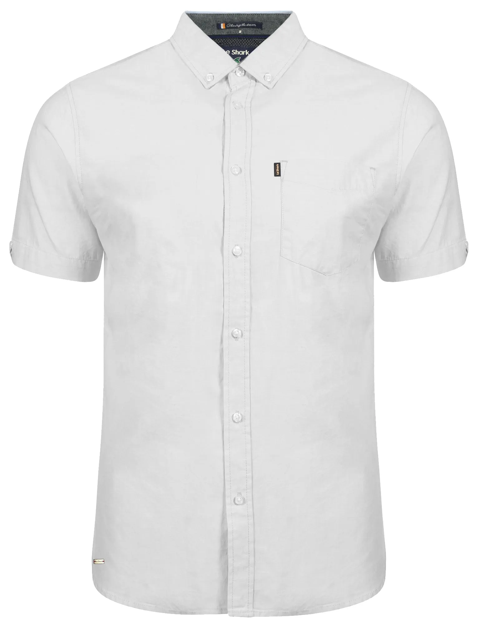 Pittsburg Short Sleeve Cotton Twill Shirt in Optic White - Le Shark